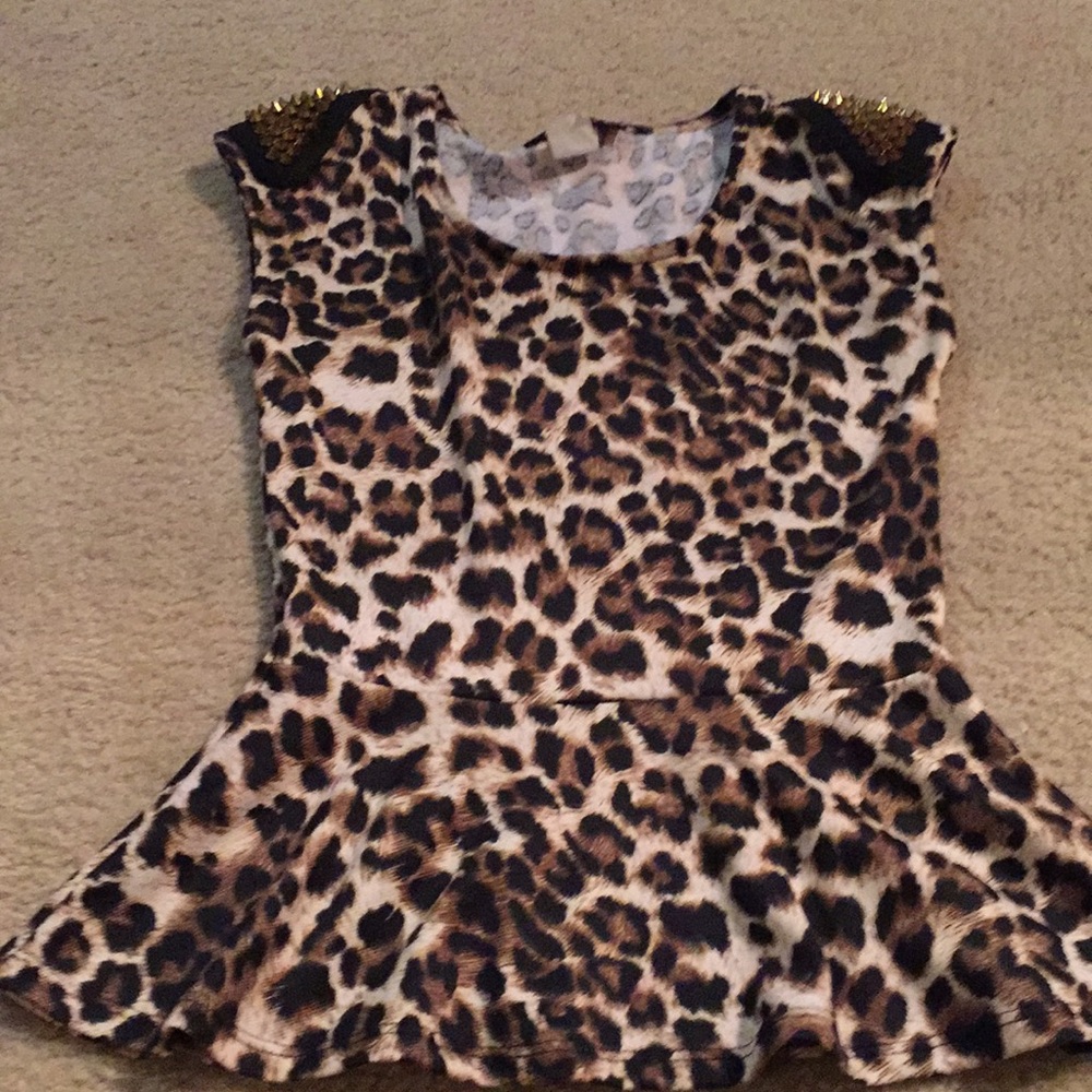 Annabelle spike animal print blouse